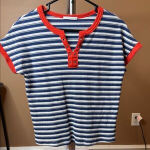 Staccato Blue and Red Striped Kids Tee
